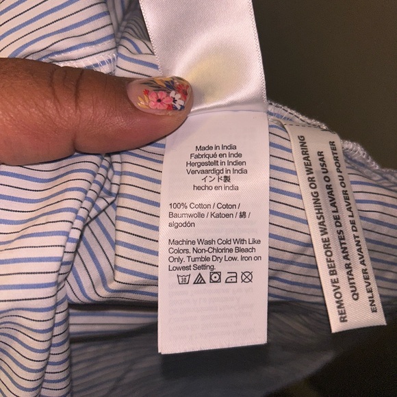 J. Crew dress - 100% cotton smocked top peasant style midi length white striped - Picture 8 of 11